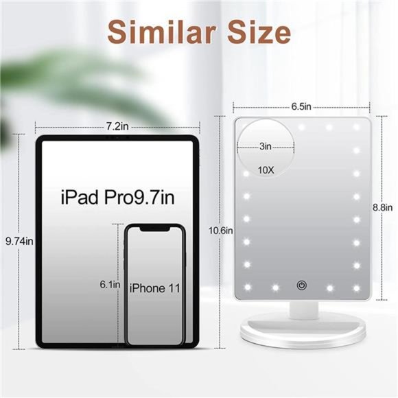 Lighted Makeup Vanity Mirror with 10X Magnifying Mirror, 21 LED Lighted Mirror - Picture 5 of 6